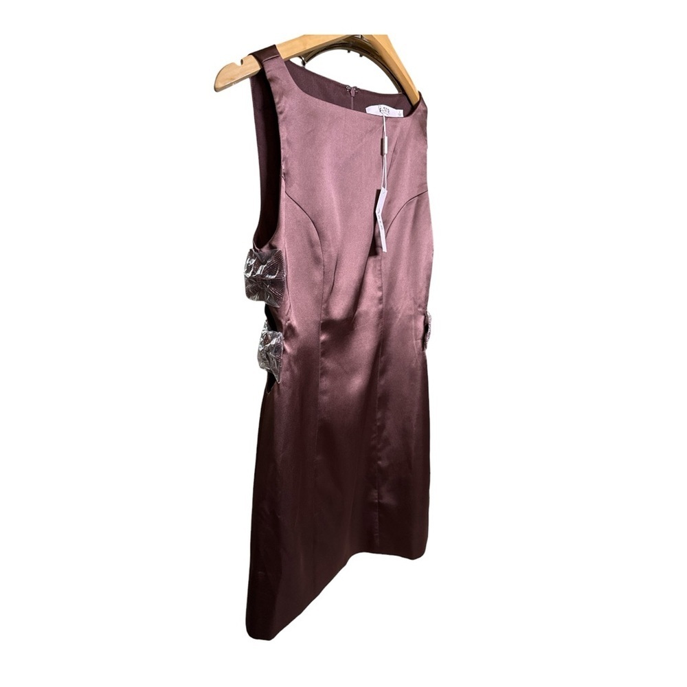 ASTR The Label Mauve Satin Bow Cutout Mini Dress Size S Modern Cocktail - Picture 9 of 10